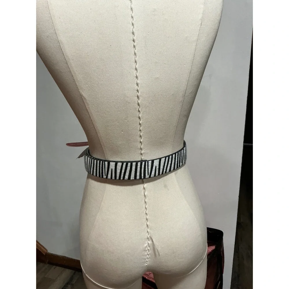 Von Dutch Zebra Print Faux Fur Rhinestone Logo Buckle Belt Y2K Coquette NWT M